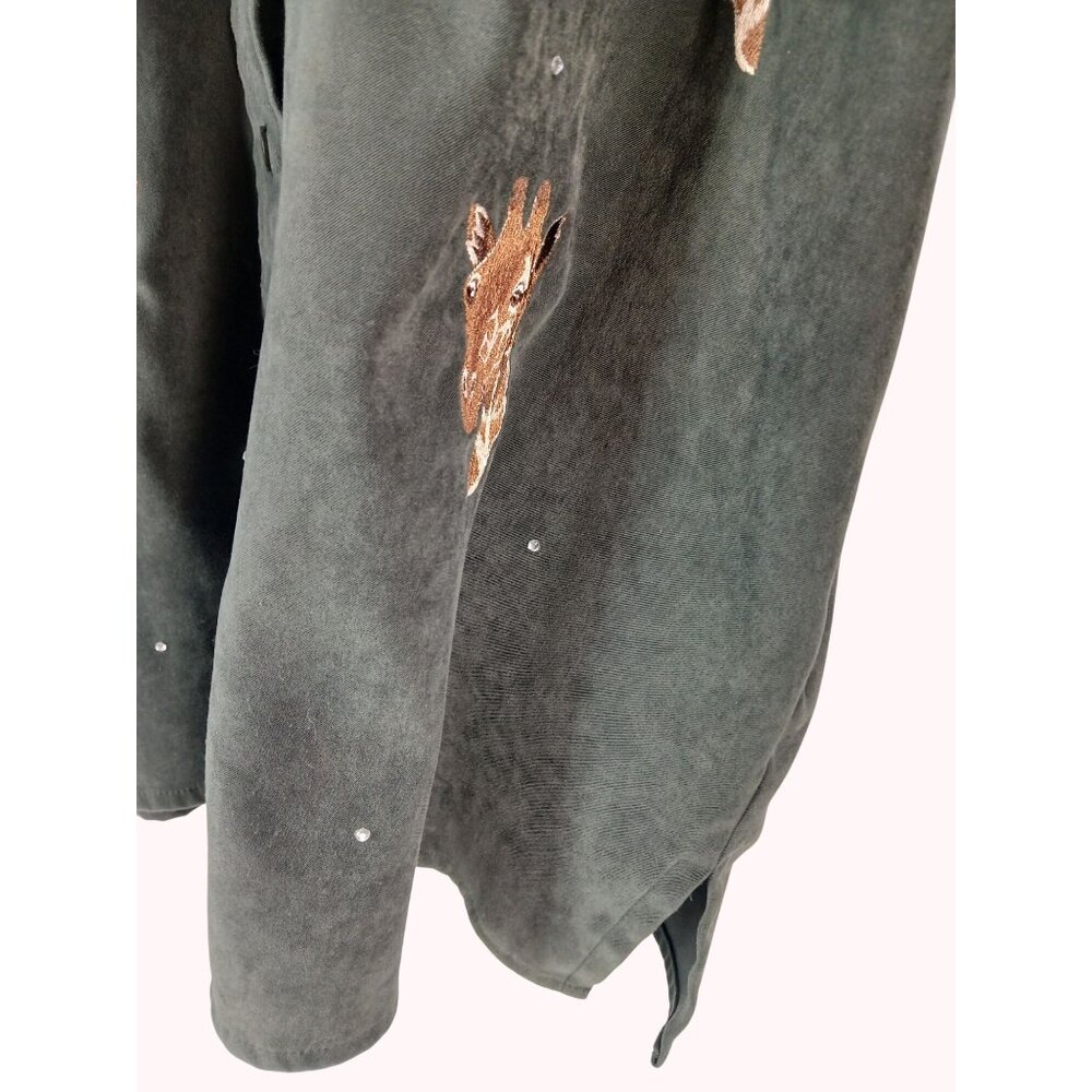 Vintage 90s Quacker Factory Giraffe Embroidered Button Up Shirt Size 2X Shacket - Picture 9 of 11
